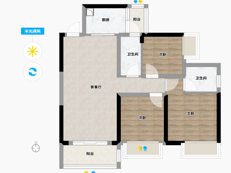 广西壮族自治区-南宁市-万丰新新传说-66.39-户型库-采光通风