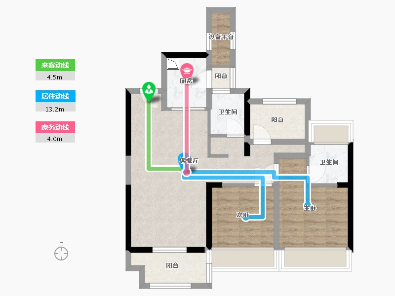 广东省-东莞市-正黄金色云庭-66.38-户型库-动静线