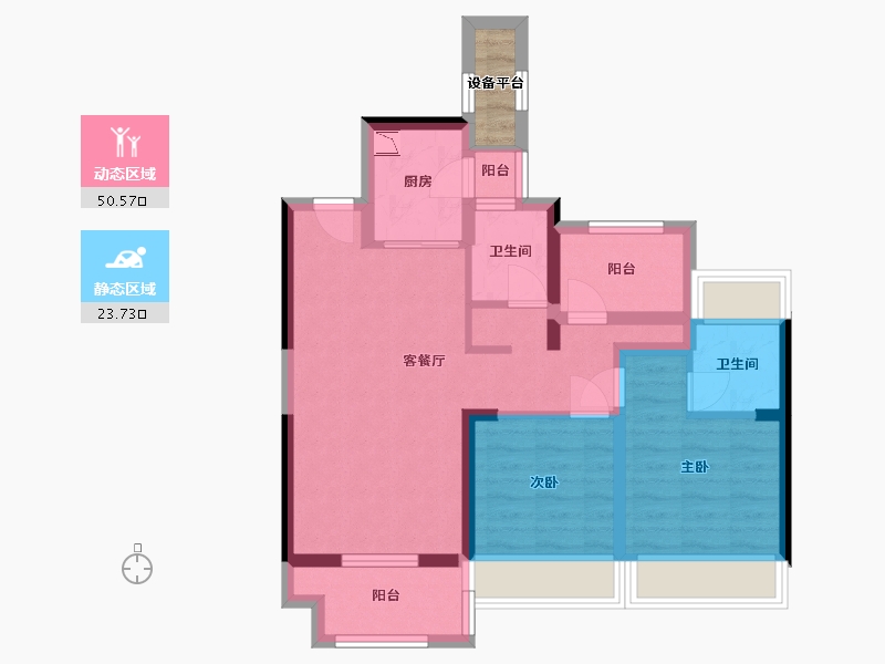 广东省-东莞市-正黄金色云庭-66.38-户型库-动静分区