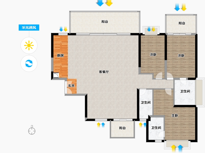 广西壮族自治区-南宁市-凯旋1号上水湾-195.55-户型库-采光通风