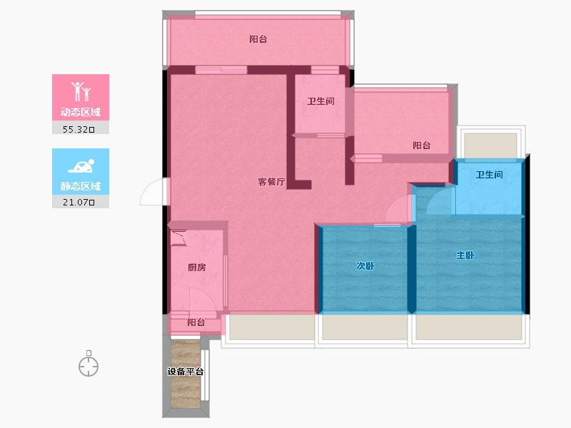 广东省-东莞市-正黄金色云庭-67.77-户型库-动静分区