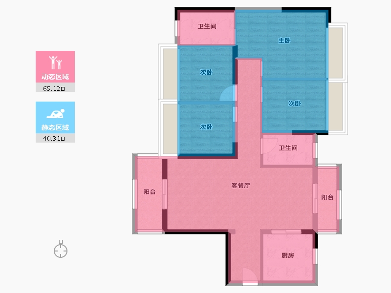 广东省-东莞市-金地柏悦府-94.08-户型库-动静分区