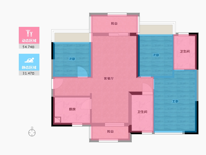 广东省-东莞市-金地柏悦府-76.43-户型库-动静分区