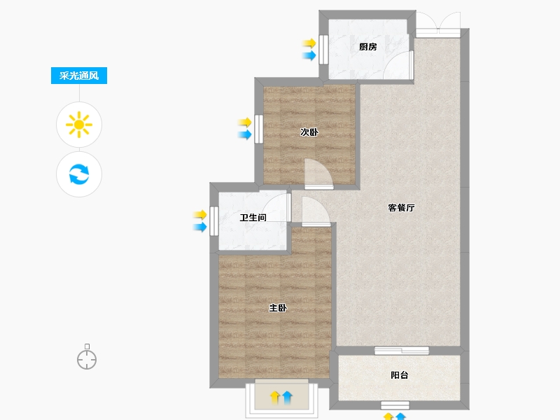 广西壮族自治区-北海市-中金海湾壹号-56.09-户型库-采光通风