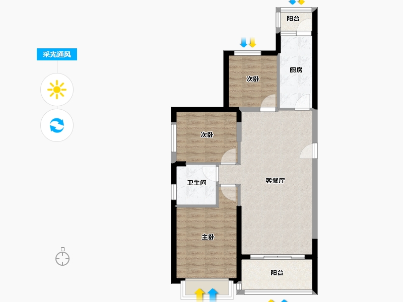 广西壮族自治区-南宁市-南宁恒大城-76.84-户型库-采光通风