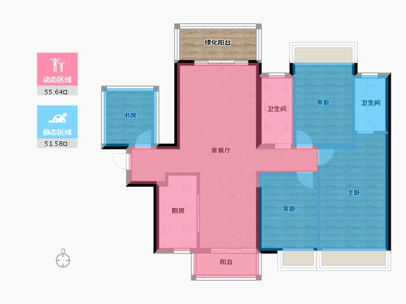 广西壮族自治区-南宁市-龙光玖誉湖-102.40-户型库-动静分区