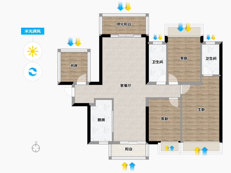 广西壮族自治区-南宁市-龙光玖誉湖-102.40-户型库-采光通风