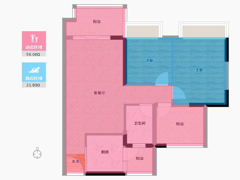 广东省-中山市-钱隆御府-69.36-户型库-动静分区