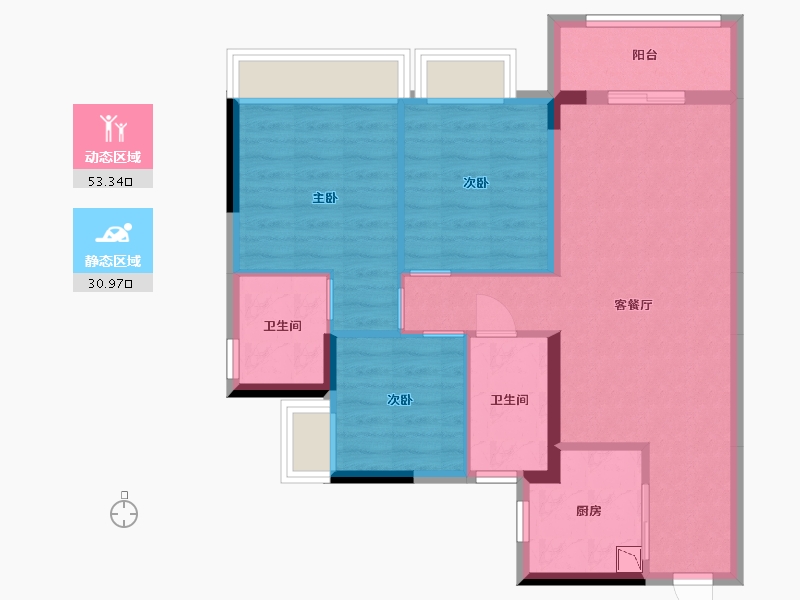 广东省-东莞市-金地柏悦府-75.11-户型库-动静分区