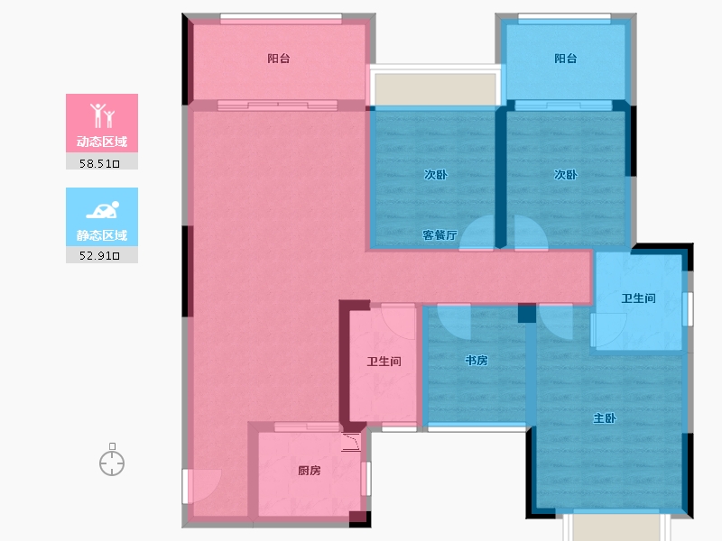 广西壮族自治区-桂林市-新安厦西宸源著-98.91-户型库-动静分区