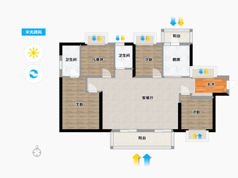 广东省-东莞市-海德琥珀臺-97.74-户型库-采光通风