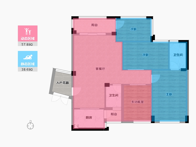 广西壮族自治区-桂林市-碧园香槟小镇-90.75-户型库-动静分区