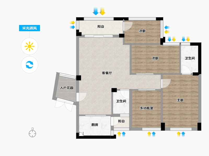 广西壮族自治区-桂林市-碧园香槟小镇-90.75-户型库-采光通风