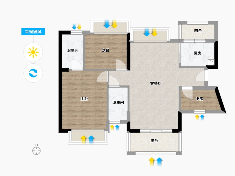 广东省-东莞市-嘉辉豪庭逸峯-71.06-户型库-采光通风