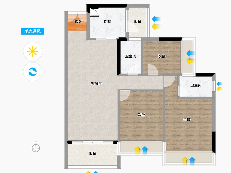 广东省-中山市-利和文华里-87.41-户型库-采光通风