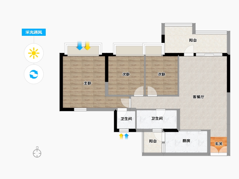 广东省-中山市-利和文华里-96.39-户型库-采光通风