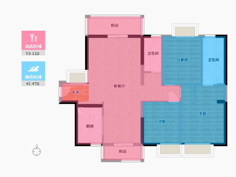 广东省-东莞市-海德琥珀臺-90.63-户型库-动静分区