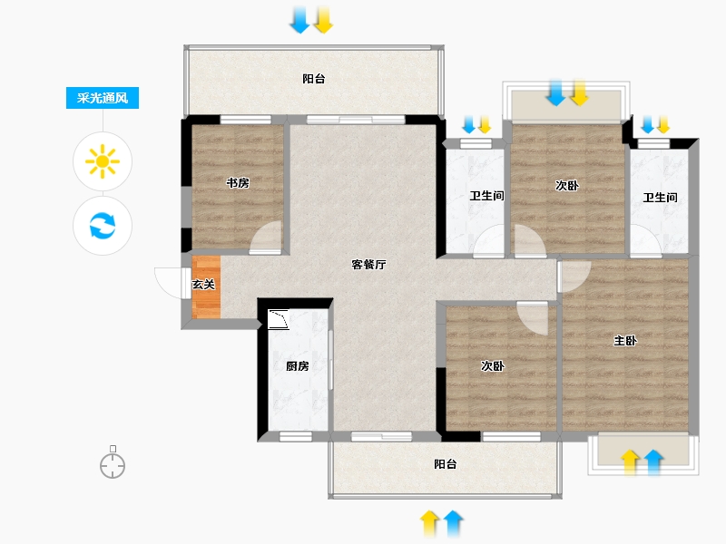 广西壮族自治区-南宁市-阳光城大唐檀境-101.51-户型库-采光通风