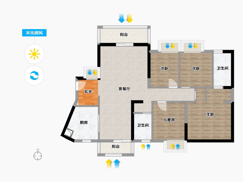 广东省-东莞市-海德琥珀臺-101.09-户型库-采光通风