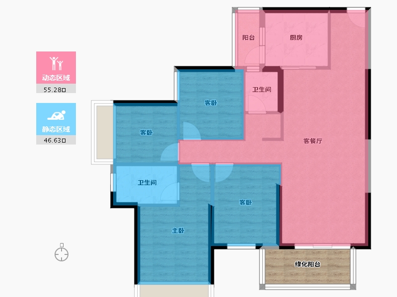 广西壮族自治区-南宁市-天健城天境-98.00-户型库-动静分区