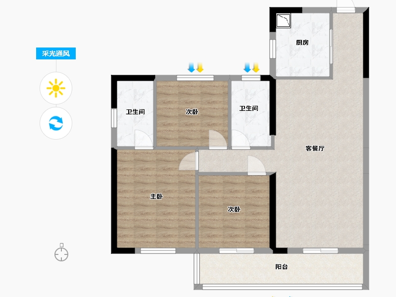 广东省-东莞市-大新鸿基豪庭-92.47-户型库-采光通风