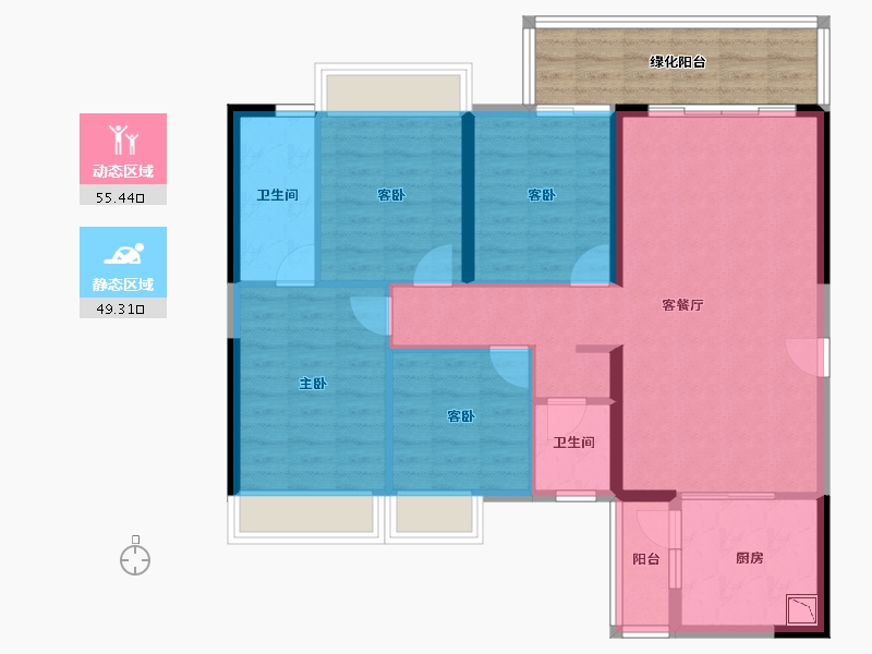 广西壮族自治区-南宁市-天健城天境-103.90-户型库-动静分区