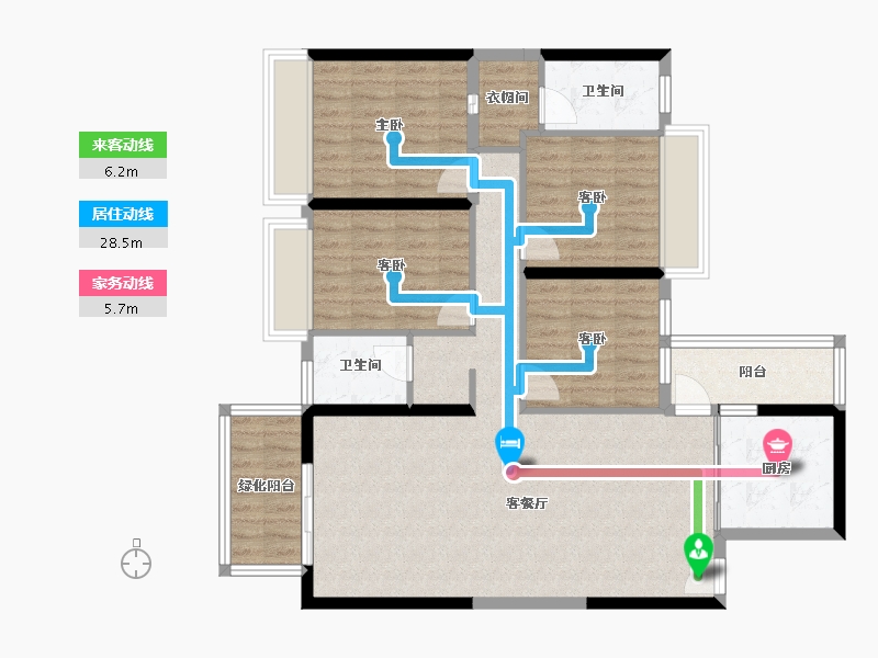 广西壮族自治区-南宁市-天健城天境-105.08-户型库-动静线