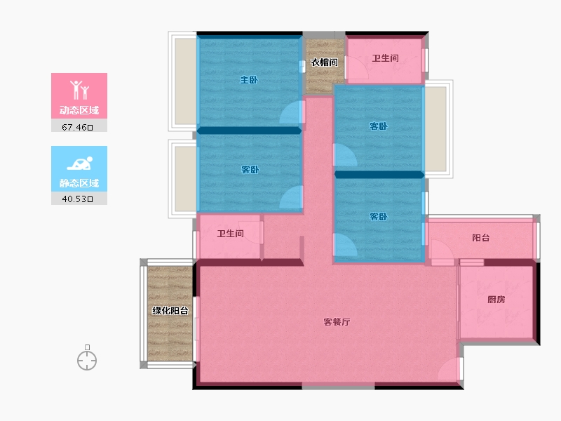 广西壮族自治区-南宁市-天健城天境-105.08-户型库-动静分区