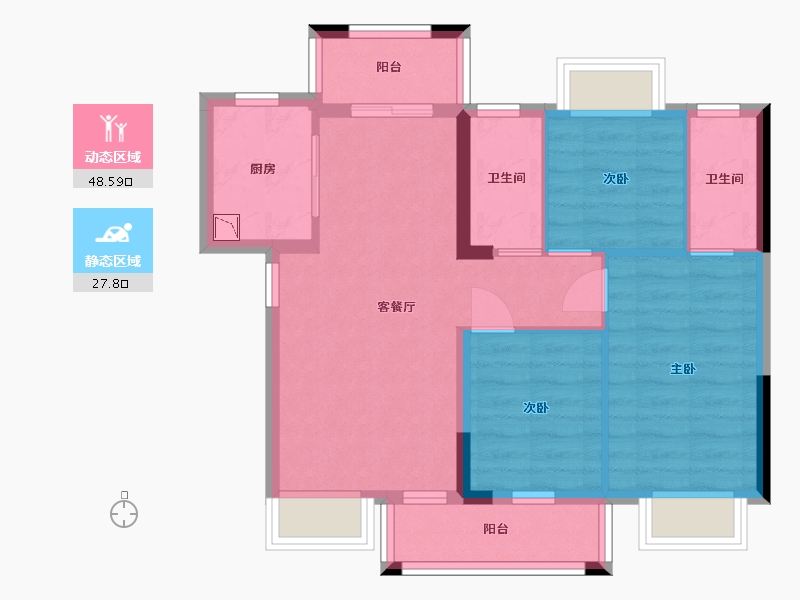 广东省-东莞市-腾龙名悦公馆-67.41-户型库-动静分区