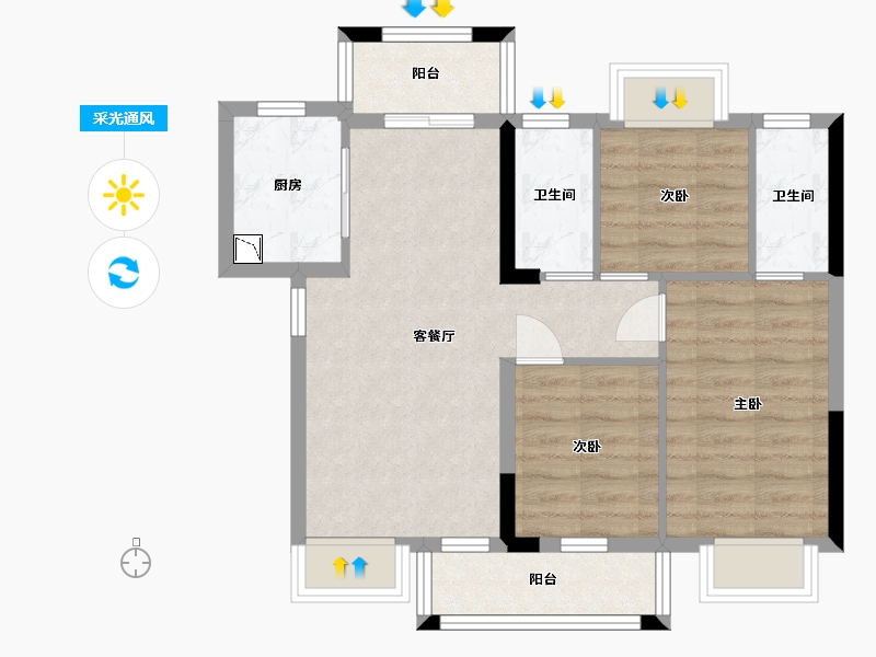 广东省-东莞市-腾龙名悦公馆-67.41-户型库-采光通风