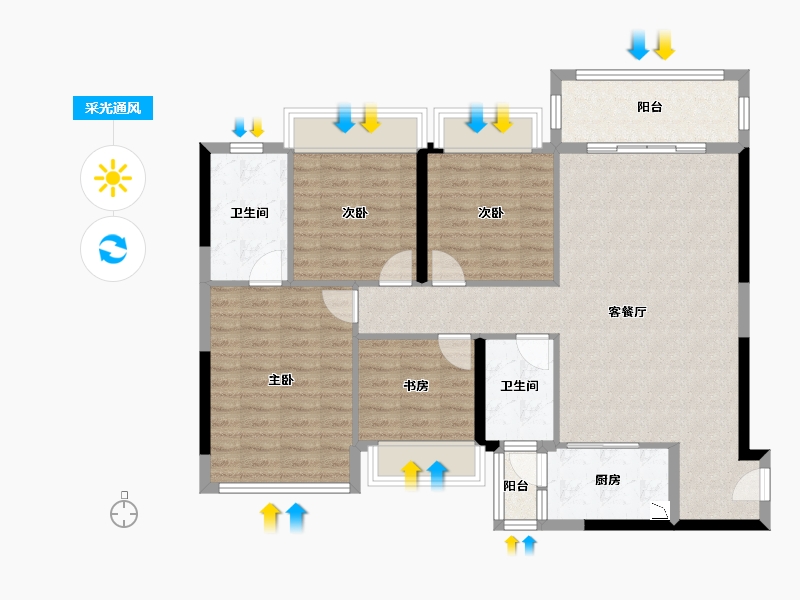 广西壮族自治区-南宁市-南宁碧桂园天悦湾-104.85-户型库-采光通风