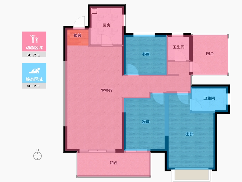 广西壮族自治区-南宁市-旭辉江山樾-96.70-户型库-动静分区