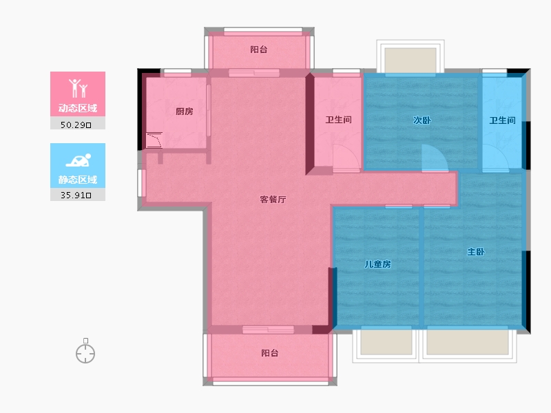 广东省-东莞市-腾龙名轩-76.73-户型库-动静分区