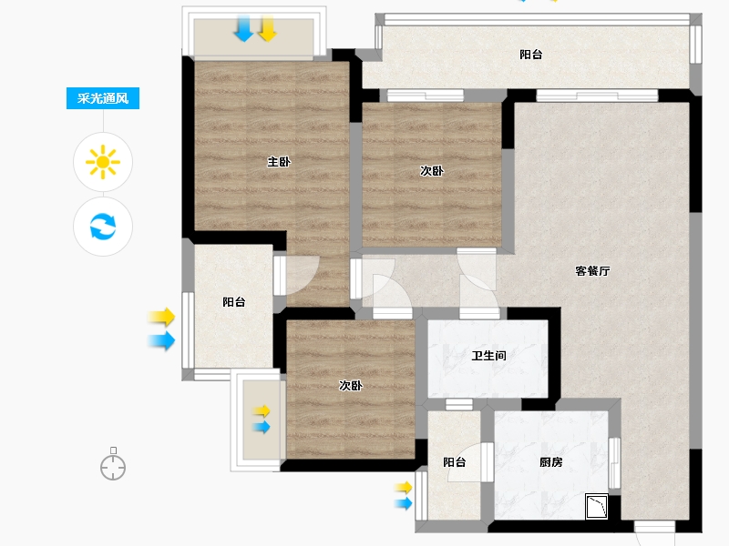 四川省-成都市-凯德卓锦万黛-77.02-户型库-采光通风