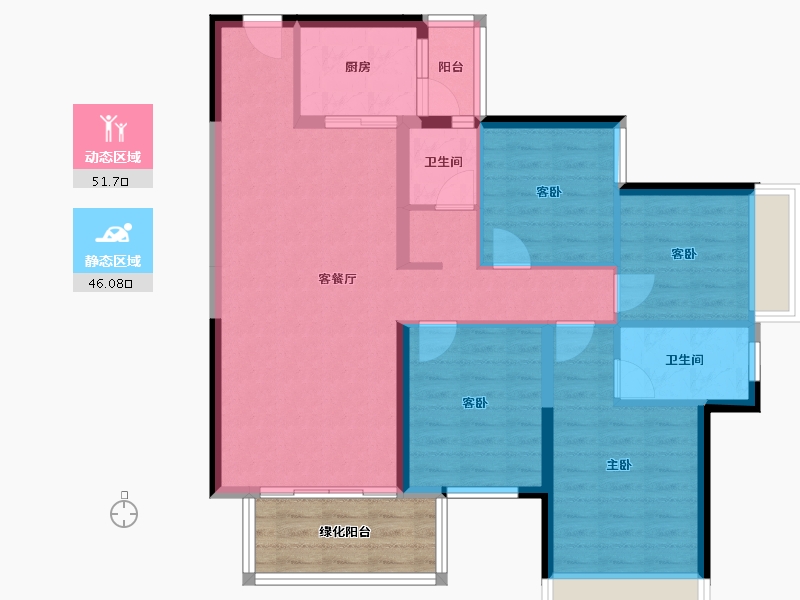 广西壮族自治区-南宁市-天健城天境-93.91-户型库-动静分区