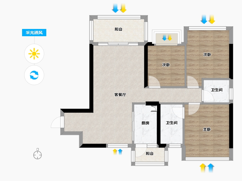 广西壮族自治区-南宁市-南宁碧桂园天悦湾-77.20-户型库-采光通风