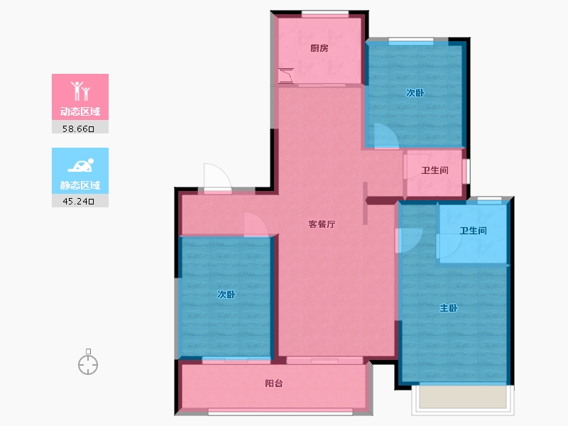 河南省-郑州市-郑西建业联盟新城-93.00-户型库-动静分区