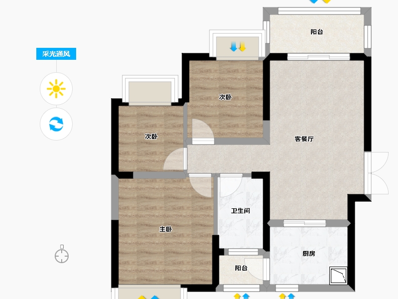 广西壮族自治区-南宁市-紫兰公馆-64.62-户型库-采光通风