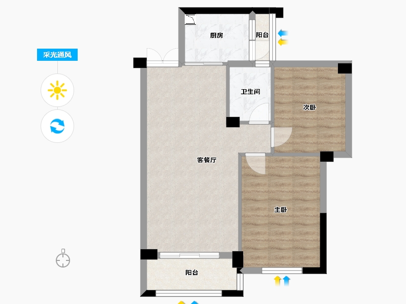 广西壮族自治区-桂林市-碧园香槟小镇-65.45-户型库-采光通风