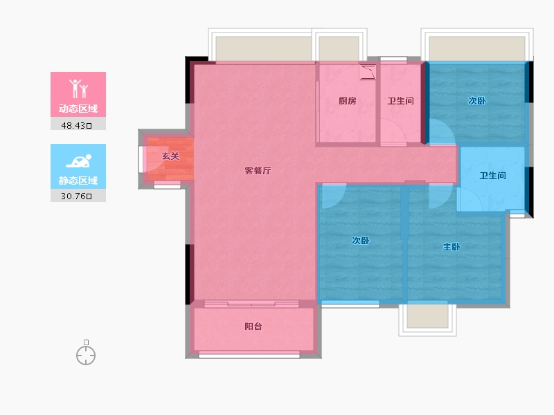 广东省-中山市-远南曦湾邸-71.06-户型库-动静分区