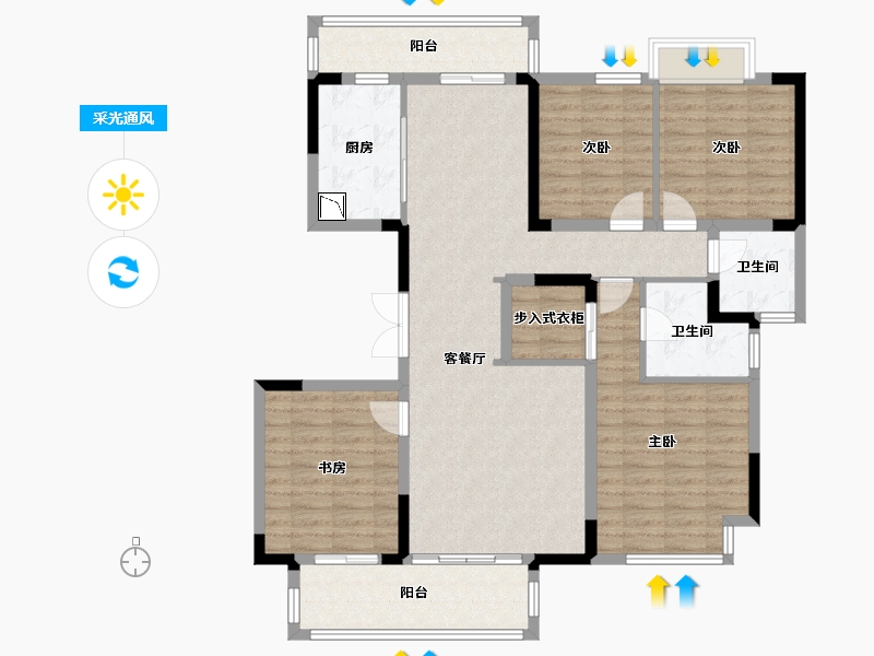 广西壮族自治区-南宁市-青溪府-120.65-户型库-采光通风