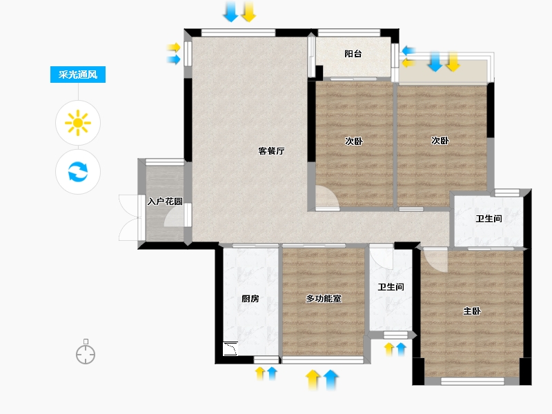 广西壮族自治区-桂林市-碧园香槟小镇-96.39-户型库-采光通风