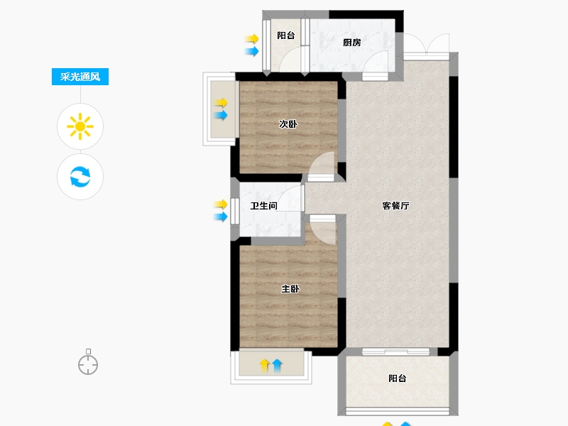 广西壮族自治区-南宁市-紫兰公馆-59.97-户型库-采光通风