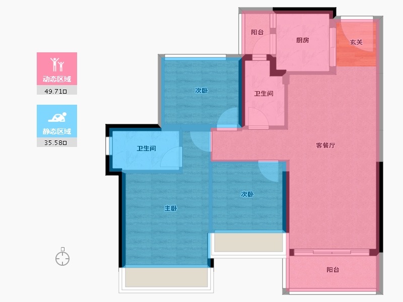 广东省-中山市-龙光·玖誉府-76.02-户型库-动静分区