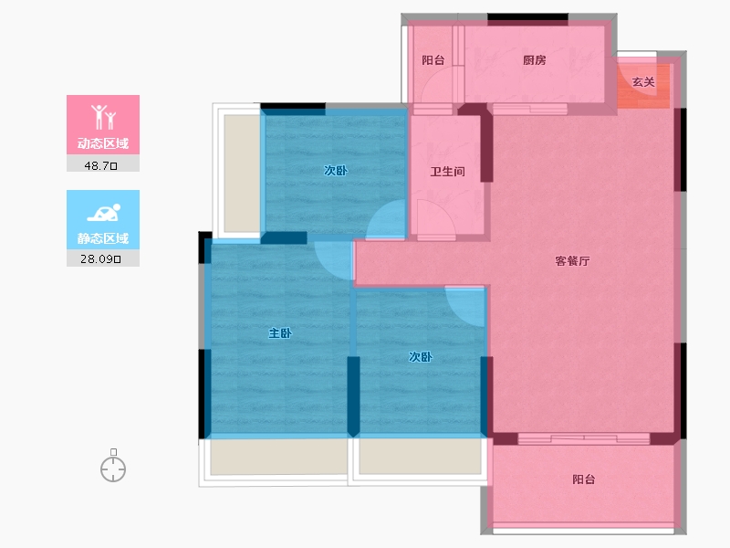 广东省-中山市-鸿瑞壹品-68.53-户型库-动静分区