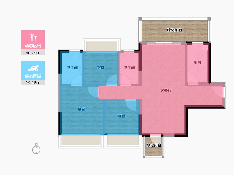 广西壮族自治区-南宁市-天健城天境-71.98-户型库-动静分区