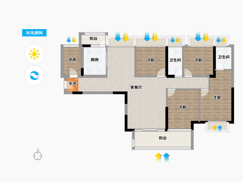 广东省-中山市-鸿瑞壹品-112.56-户型库-采光通风