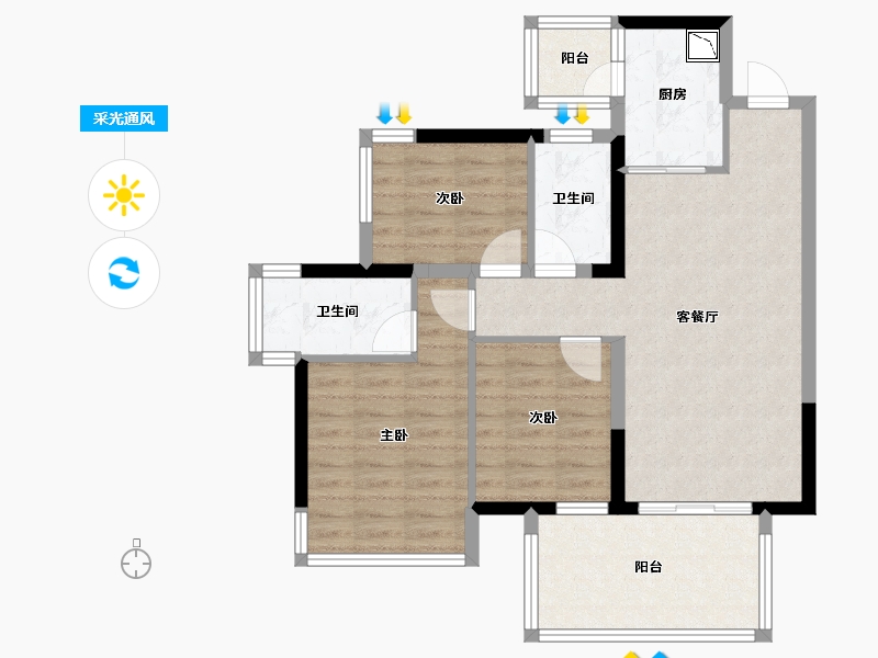 广西壮族自治区-南宁市-青溪府-79.72-户型库-采光通风