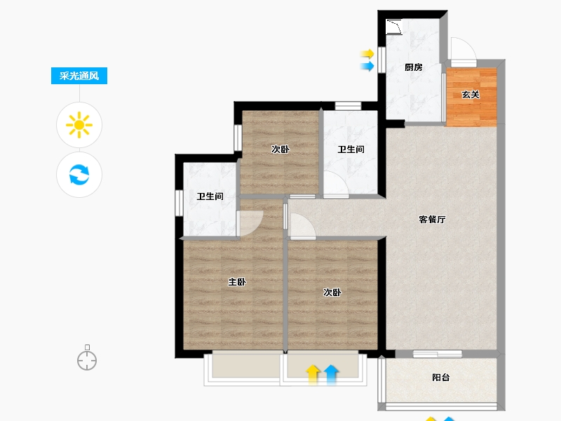 广东省-东莞市-艺境松山湖-76.21-户型库-采光通风