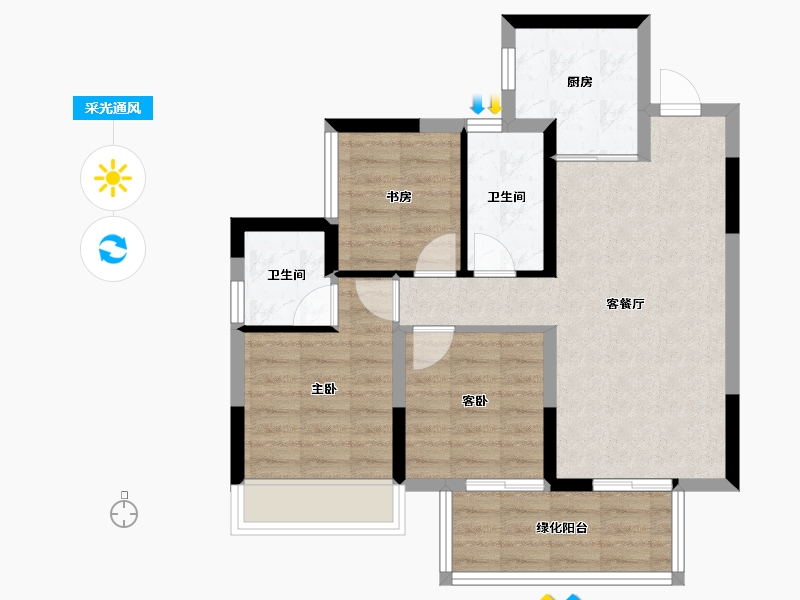 广西壮族自治区-南宁市-盛世金悦-67.19-户型库-采光通风